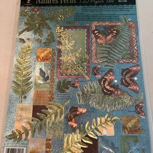 Nature's Ferns 3D Paper Tole Craft Sheet - Green and Gold